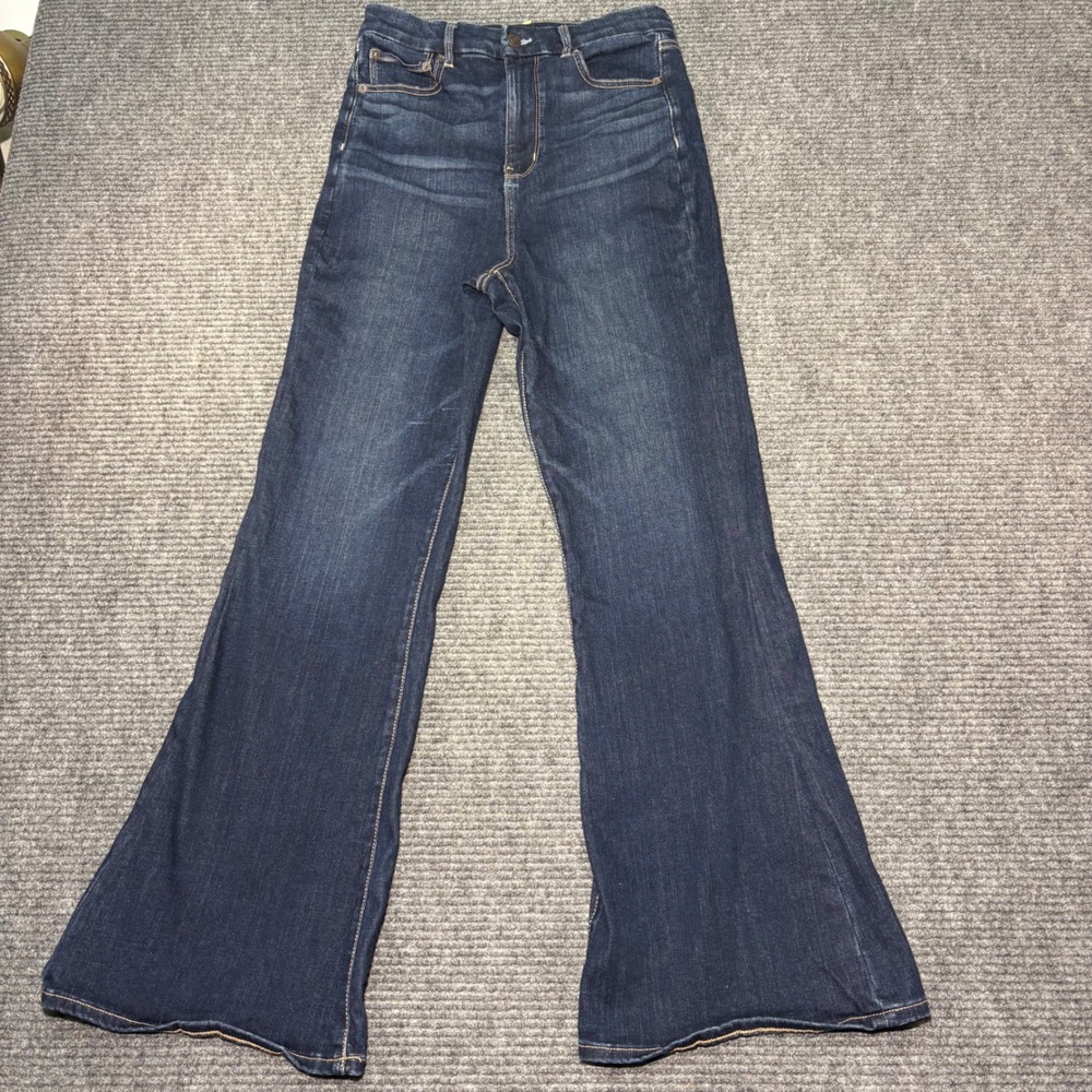 American Eagle Curvy Highest Rise Flare Jeans Dark Wash Denim Womens 10 Regular